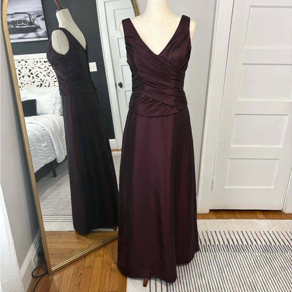 Vintage Burgundy Sleeveless Rouched Bodice Dress sz 8
